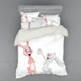 thumbnail image 2 of Ambesonne Cartoon Bedding Set 3 Pcs, Rabbits Wedding, Twin, Pale Pink and Grey, 2 of 3
