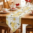 thumbnail image 2 of White Daisy Farmhouse Table Runner Linen Burlap Table Runner 72 Inches Long Garden Floral Bees Yellow Wooden Dresser Scarves for Kitchen Island Coffee Dining Room Party Wedding Holiday Decor 14"x72", 2 of 8