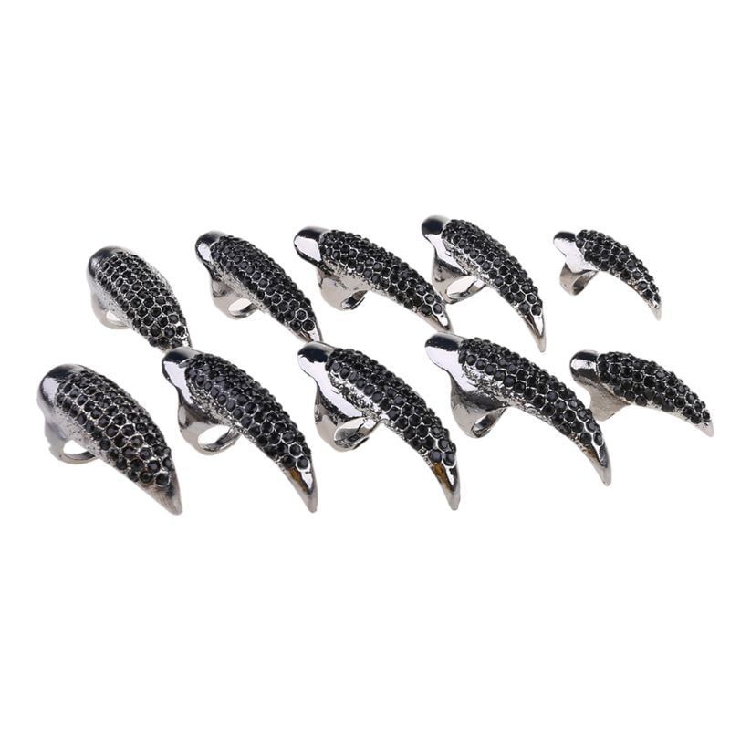 10pcs Claw Ring Punk Style Gothic Cosplay Decor False Nail Claw for Party