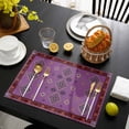 thumbnail image 3 of Purple Boho Placemats Set of 6, Country Abstract Geometric Ethnic Aesthetic Placemats for Dining Table, Place Mats for Kitchen Tabletop, Waterproof Wipeable Dining Table Mats Set, 3 of 9