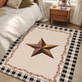 thumbnail image 4 of Rectangle Area Rugs 4 x 6 Ft, Western Texas Star Retro Non-Slip Residential Carpet, Rustic Vintage Berry Black Beige Plaid Indoor Crawling Mats Runner Rugs for Living Room/Dining Room/Bedroom, 4 of 8