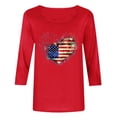 thumbnail image 4 of SYMOID Womens Red 4th of July Shirt Heart American Flag 3/4 Sleeve Crew Neck Patriotic Top,Size 3XL, 4 of 5