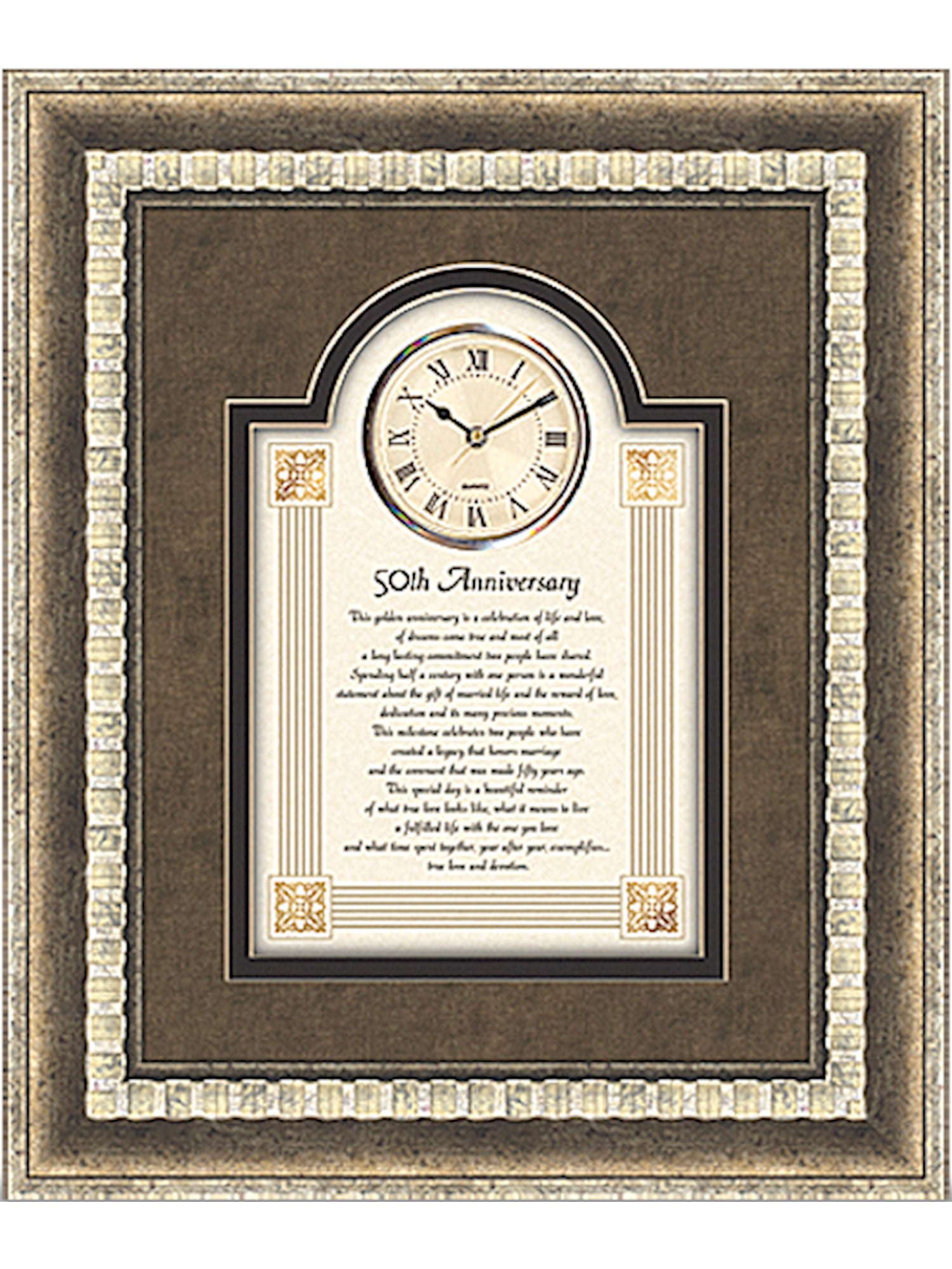 50th Anniversary Framed Sentiment w/Clock (18x15mm) Walmart Canada