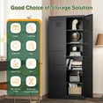 thumbnail image 6 of Letaya Black Storage Cabinet with Adjustable Shelves-Metal Home Kitchen Pantry Cabinets with Doors,Organization Locker for Cupboard/Bedroom/Dining/Living/Bathroom/Office/Garage Room, 6 of 16