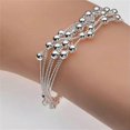 thumbnail image 5 of 925 Sterling Silver Bracelet with Six Rows of Light Pearls and Handcrafted Pearl Design, 20 cm Length, 5 of 5