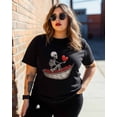 thumbnail image 3 of T Shirts for Women Short Sleeve Cotton Crewneck T-Shirt, Skeleton Heart Boat Tee Tops Casual Basic T-Shirts, XS-5XL Black S, 3 of 7