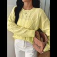 thumbnail image 4 of Suéteres de Cuello Redondo de Punto Extragrandes para Mujer Amarillo XL, 4 of 7