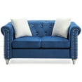 thumbnail image 4 of HomeStock Coastal Cottage Loveseat, 60" x 34" x 30" Jeweled Tufted Micro Suede with Pocketed Coil Seats for Comfort-Color:Navy blue, 4 of 5
