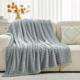 thumbnail image 2 of Super Soft Twin Blanket Grey Premium Silky Flannel Fleece 3D Waffle Checkered Lightweight Bed Blanket All Season Use (Light Grey, Twin(60"x80")), 2 of 7