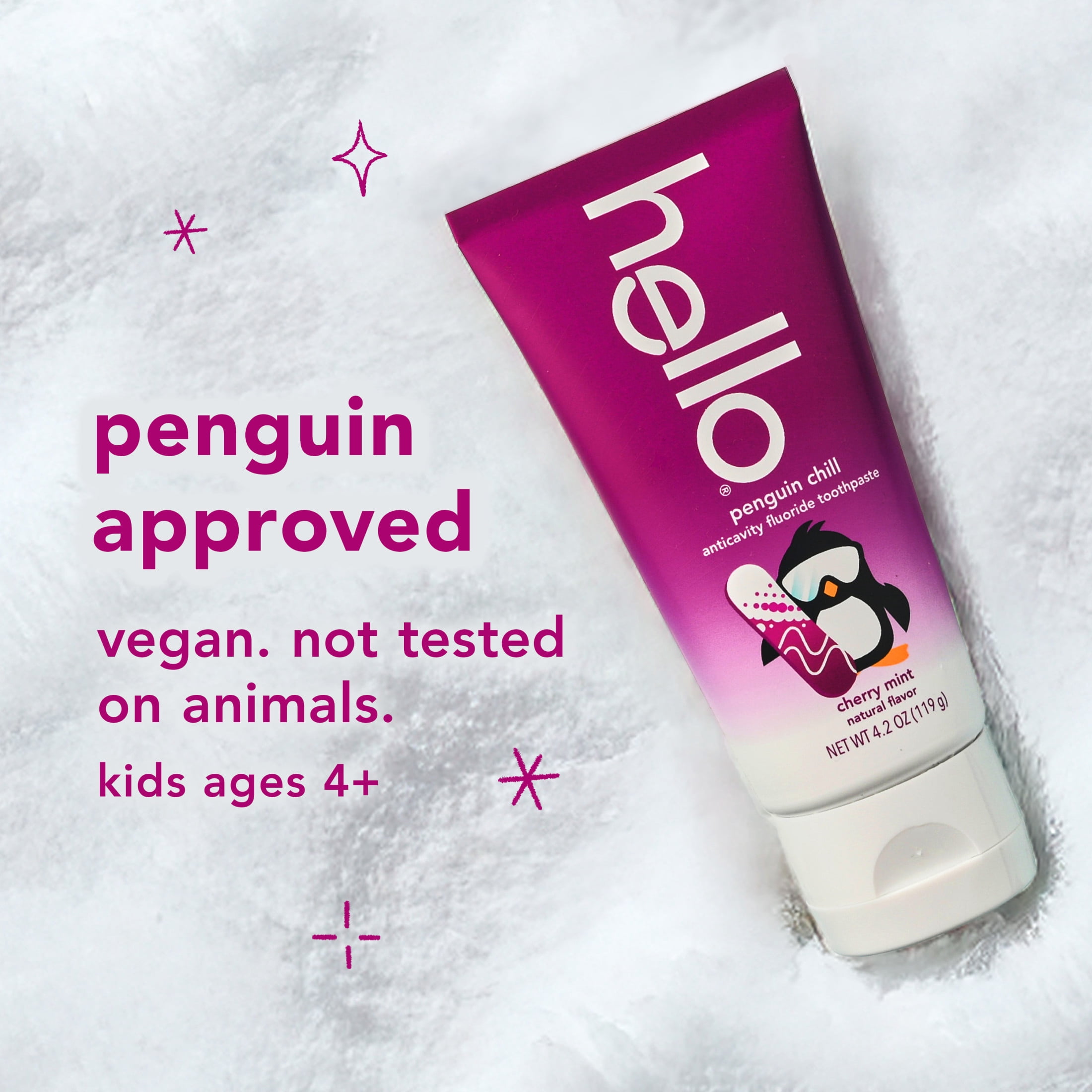 hello Penguin Chill Kids Toothpaste with Fluoride, Cherry Mint, 4.2 oz Tube