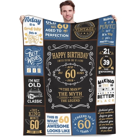 60th Birthday Gifts for Men Birthday Gift for Him 60 Year Old Blanket 50 x60 Christmas Fathers Day Blanket for Dad Papa Grandpa Husband Uncle