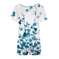 thumbnail image 5 of Summer Savings Clearance! Edvintorg Women's Summer 2 Piece Outfits Shorts Sets Fashion Women Casual Print Short Sleeve Button Tops Nightwear Shorts Sleepwear Sets Blue XL, 5 of 5