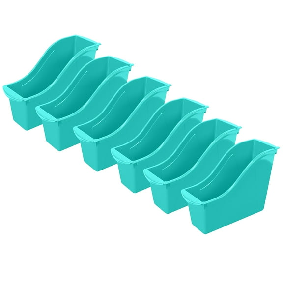 Storex Small Book Bin, Teal, Pack of 6