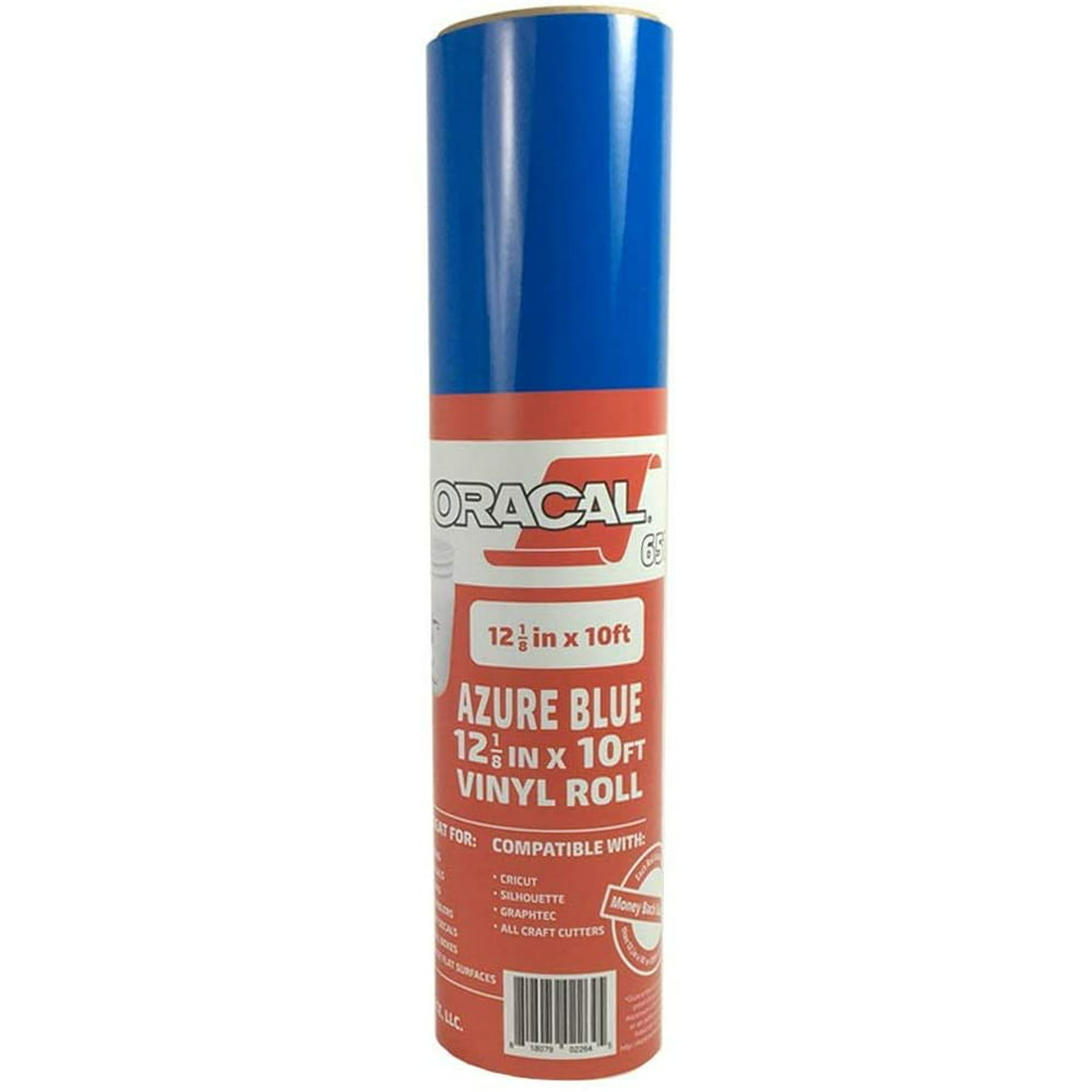 12.125" x 10ft Roll of Oracal 651 Azure Blue Craft Vinyl On a 2.5" Core Adhesive Vinyl for