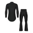 thumbnail image 2 of Kaerm Men's Ballroom Latin Dance Outfit Rhinestones Bodysuit with Flared Pants Black XXL, 2 of 7