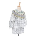 thumbnail image 4 of NOVICA Artisan Handmade Cotton Batik Tunic Top with Colorful Designs from Thailand Clothing White Multicolor Tunics Painted ' Batik Style', 4 of 8