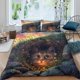 thumbnail image 3 of Gatos Funda Nórdica Tamaño Completo Fancy Floración Juego de Cama Sparkle Cat Leaf Bed, 3 of 6