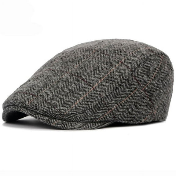 SikaFu Berets for Men Autumn Winter Men Cap Wool Beret Hat Retro Plaid Advanced Flat Ivy Cap Classic Vintage Striped Beret Cap