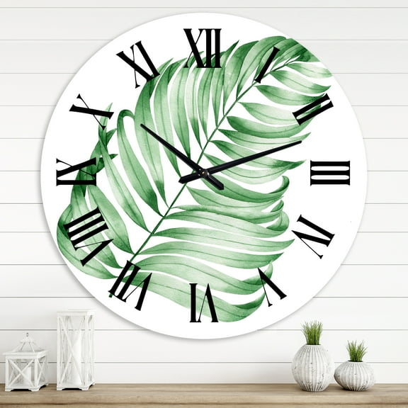 Designart 'Tropical Leaf Of Monstera Ii' Farmhouse Wall Clock