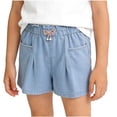 thumbnail image 2 of Amidoa&nbsp; Girls Jeans Shorts Wide Leg Casual Summer Baggy Kids Sports Denim Shorts Blue Size 3T, 2 of 7