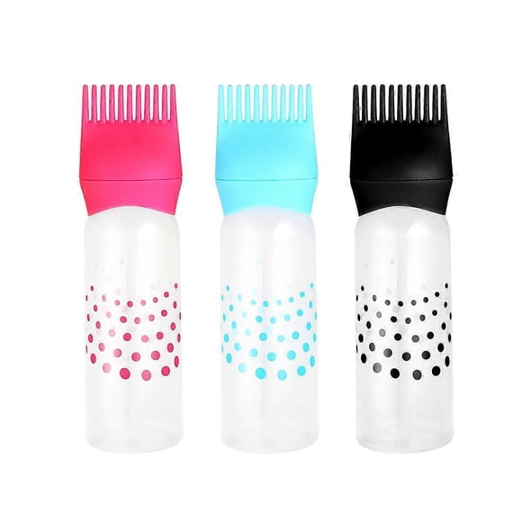 Lurrose 3pcs Colorful Hair Dye Bottles Hairdressing Hair Applicator with Scale Lines Hair Dye Bottles for Home Salon Use (Black, Rosy and Blue)