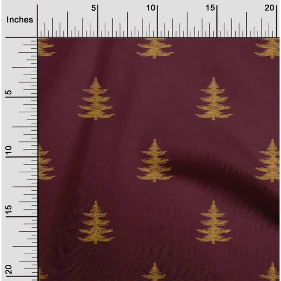 oneOone Organic Cotton Poplin Twill Fabric Christmas Tree Ikat Print Fabric BTY 42 Inch Wide