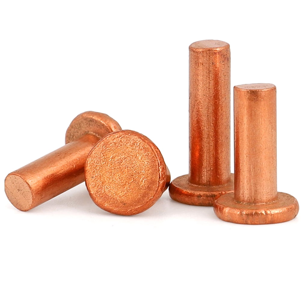 (10pcs) Purple Copper Flat Head Solid Rivets Fasteners, M8x16mm