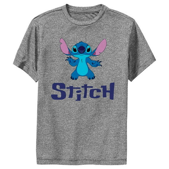 Boy's Lilo & Stitch Experiment 626 Logo  Performance Graphic Tee Charcoal Heather Large