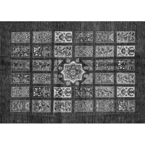 Ahgly Company Indoor Rectangle Abstract Gray Modern Area Rugs, 7' x 9'