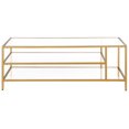 thumbnail image 2 of HomeRoots 520979 17 x 46 x 20 in. Gold Glass Rectangular Coffee Table with Two Shelves, 2 of 3