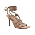 thumbnail image 3 of INC Womens Beige Strappy Lace Padded Ankle Strap Brayd Square Toe Stiletto Lace-Up Heeled Sandal 5 M, 3 of 3