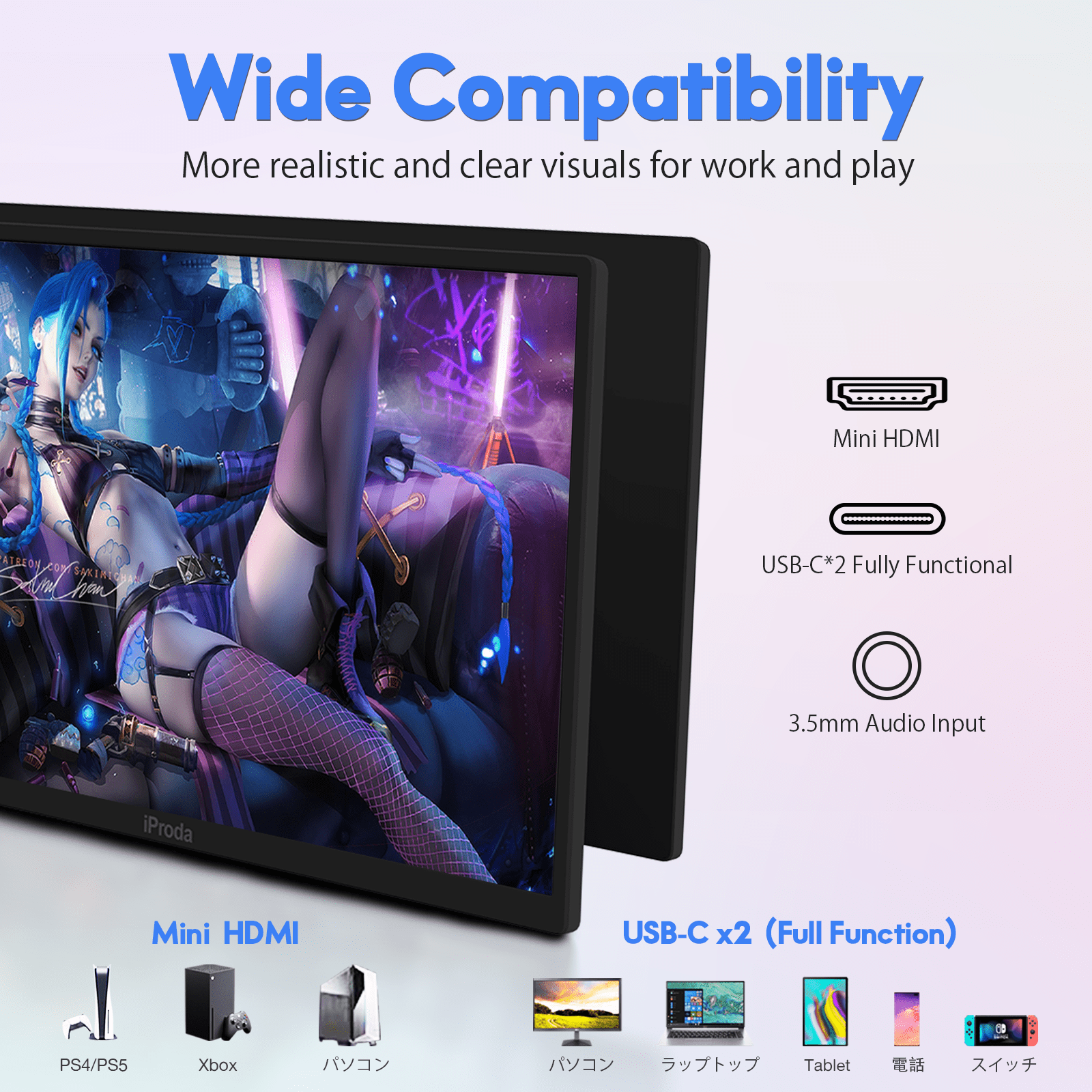 Iproda Portable Monitor 120hz FHD 1080P 18.5 Inch Portable Iproda Portable Monitor 120hz FHD 1080P 18.5 Inch Portable