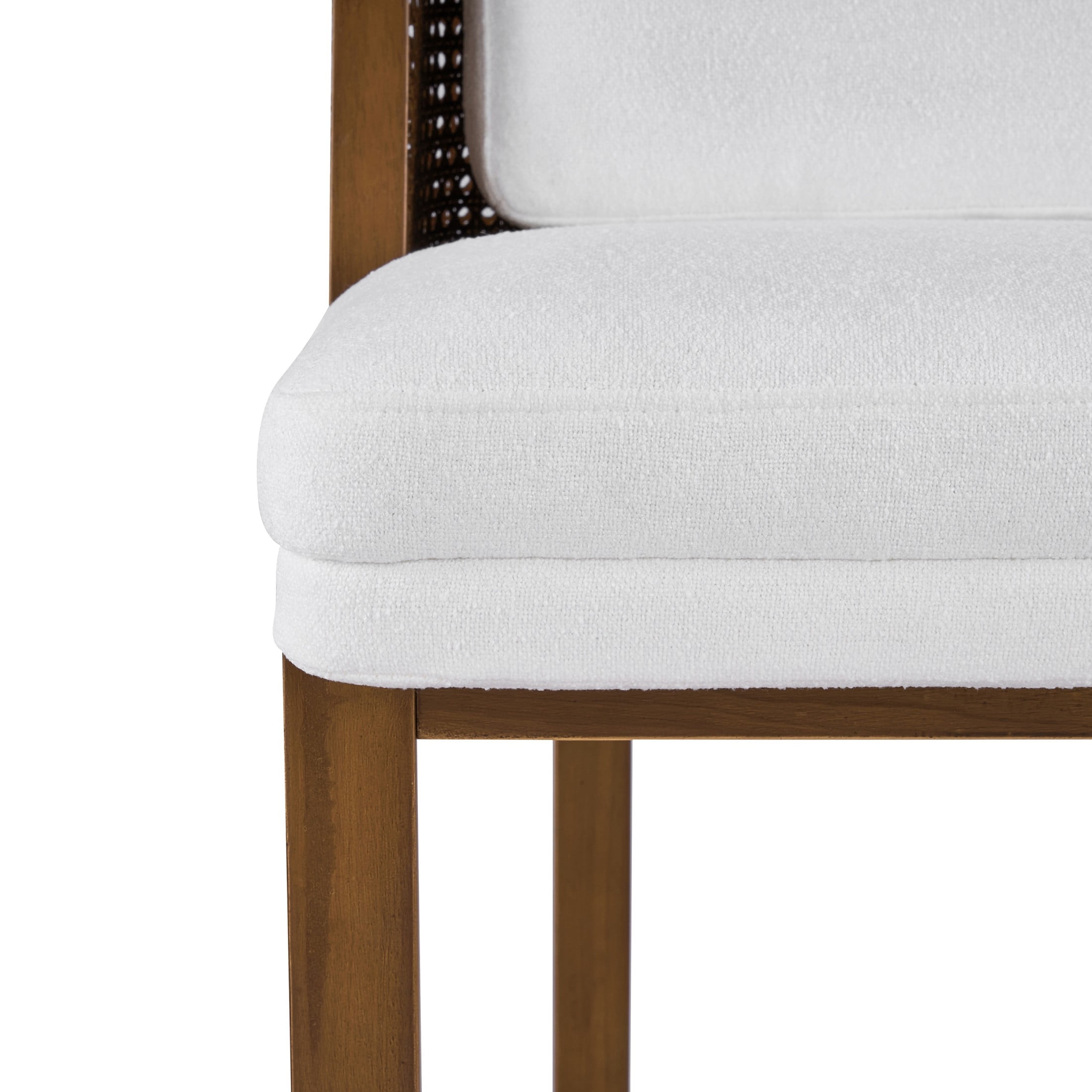 Christopher Knight Home Vintage Wood Counter Stools with Rattan Back and Cushion, Walnut+White, Set of 2