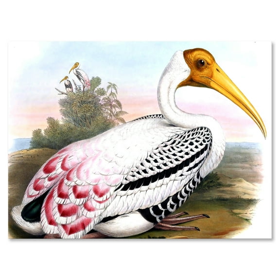 Designart ' Vintage Countryside White Birds ' Farmhouse Canvas Wall Art Print