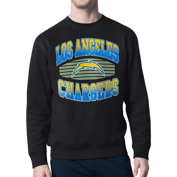 Men's Starter Black Los Angeles Chargers Team Grit Graphic Fleece Pullover Sweatshirt