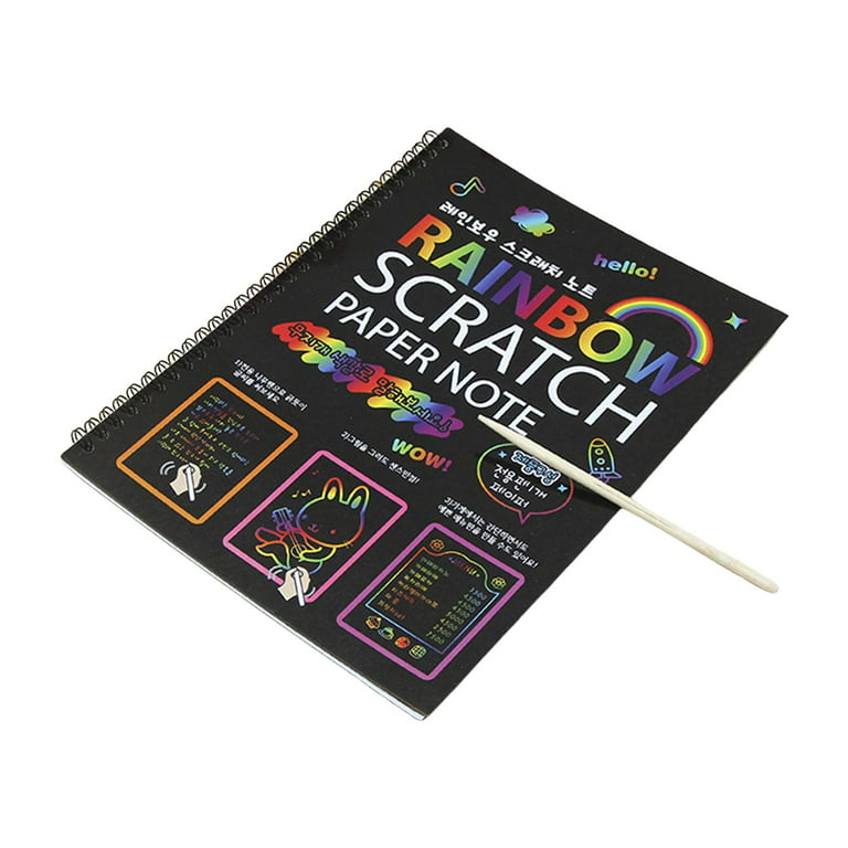 Scratch Paper Art Set Arts and Crafts Projects Scratch Craft Drawing Note Pad Supply for Game Boys Girls Birthday Gift Kids Children, Size: 26cmx19cm