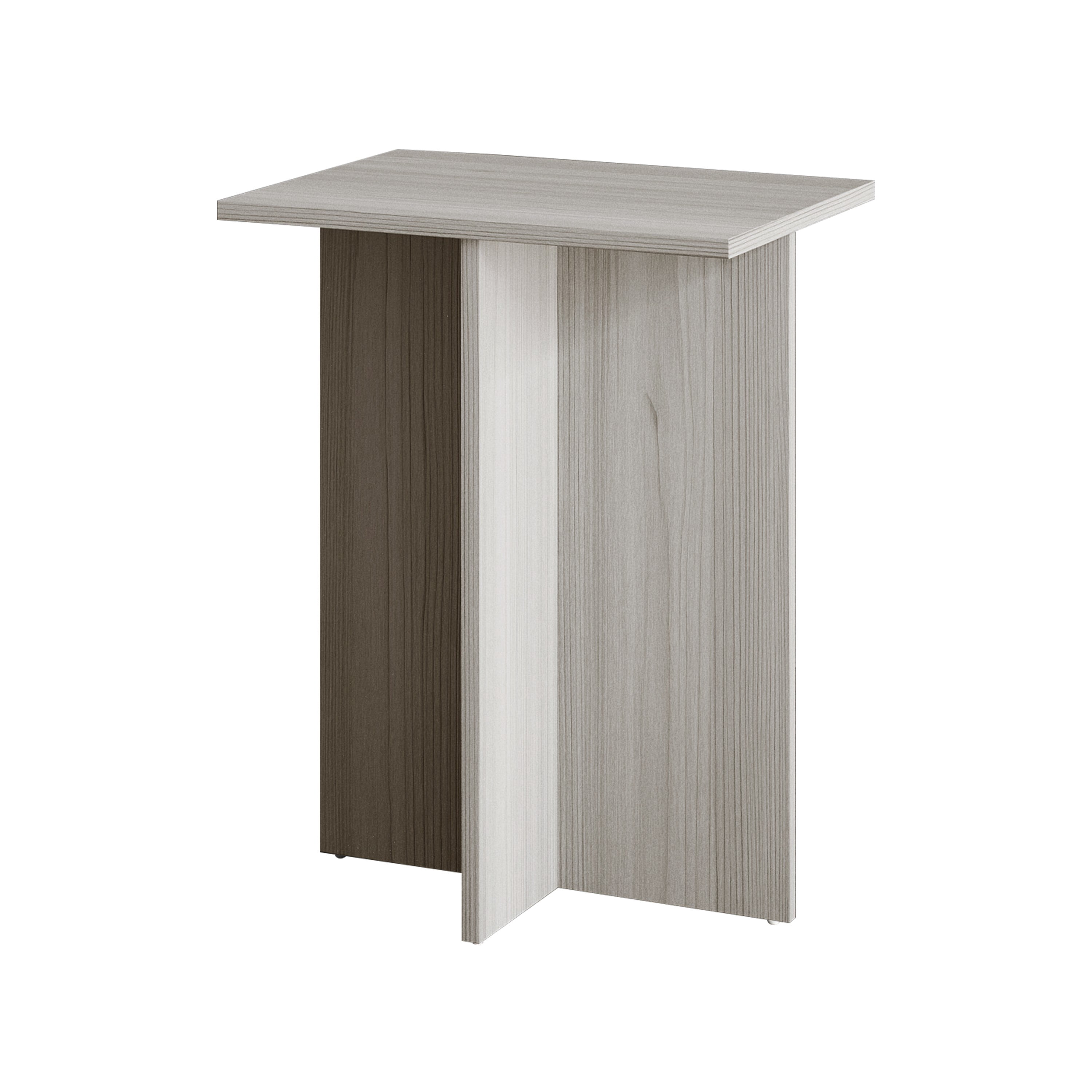 Home Design Joliet 3-Piece Coffee Set with Rectangular Tables, Natural Wood Finish and Modern Open Shelf, Light Gray