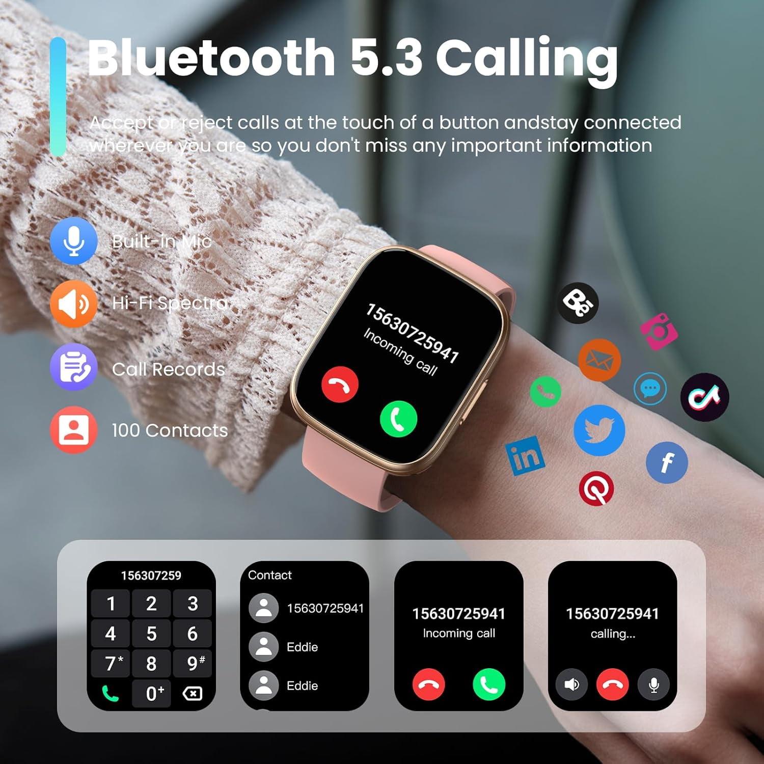 Smart Watch for Men Women (Answer/Make Calls),1.95" Touchscreen Fitness Tracker with 110+ Sport Modes,Heart Rate/Sleep Monitor/Pedometer Fitness Watch,IP68 Waterproof Activity Tracker for Android iOS
