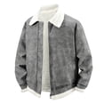 thumbnail image 2 of Zynoxe Mens Plus Size Sherpa Jackets Vintage Lapel Shearling Collar Zip Up Long Sleeve Faux Suede Jackets Winter Warm Relaxed Fit Fleece Jackets with Pockets, 2 of 9