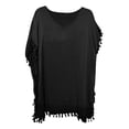 thumbnail image 3 of Baqcunre Swimsuit Coverup for Women, Women's Trim Kaftan Chiffon Tassels Swimwear Beach Loose Bikini Cover Up Tops, Swim Suits for Women 2024, Cover Ups for Swimwear Women Black One Size, 3 of 4