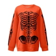 thumbnail image 5 of HUITKMM Chandail pour Femmes Unisexe Mode Imprimé Design Squelette Surdimensionné Longline Sans Capuche Col Rond pour et Mode Urbaine Décontracté, 5 of 5