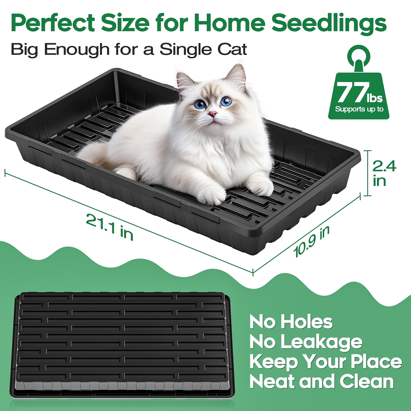 20-Pack Heavy Duty 1020 Seed Starter Trays with 5" Humidity Domes, Thick Plant Propagation Trays with Clear Domes for Greenhouse Seed Germination & Microgreens