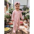 thumbnail image 3 of RUINIXCW Newborn Baby Girl Hospital Going Home Outfit Footed Romper Infant Girl Spring Fall Winter Clothes Zip Ruffle Long Sleeve Footie Jumpsuit Bow, 3 of 10