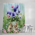 thumbnail image 4 of Spring Easter Shower Curtain Set, Waterproof Shower Curtains for Bathroom, Purple Floral Summer Botanical Ombre Washable Fabric Cloth Bath Curtain for Bathtub Decoration with Hooks 72x78 Inches, 4 of 9