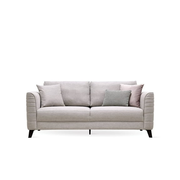 Enza Home Grace 3-Seater Fabric & Wood Sofa Bed in Cream/Black