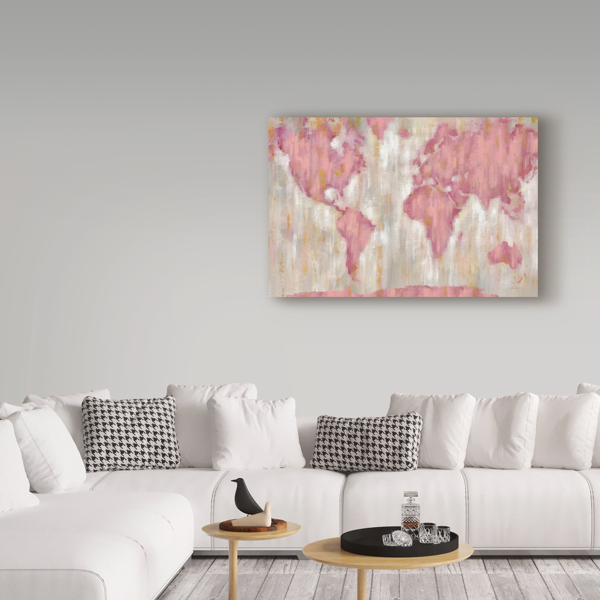 Trademark Fine Art 'Blushing World Map v2 Crop' Canvas Art by Silvia Vassileva