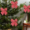 thumbnail image 5 of JeashCHAT Christmas Bow Ornaments, Red White Stripes Bow Christmas Tree Wreath Garland Decorations, Christmas Tree Topper Bow, Xmas Decorations, 9.84" x 9.84", 5 of 6