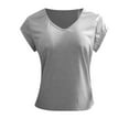 thumbnail image 4 of Patlollav Womens Casual O-Neck Loose Soft Cap Sleeve Solid Color T-Shirt Blouse Tops, 4 of 6