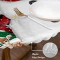 thumbnail image 3 of Black Snowman Christmas Round Tablecloth, Fitted Table Cover with Elastic for 36"-44" Round Tables, Snowflake Xmas Tree Winter Elk Table Cloth Outdoor Indoor Dinning Party Waterproof Tablecloths, 3 of 7