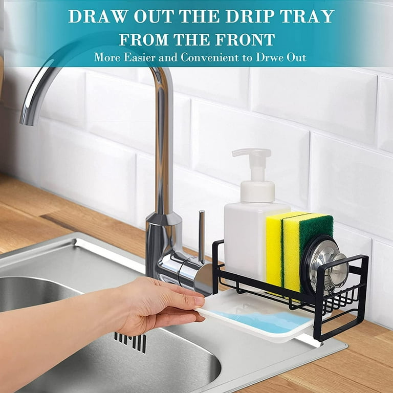 Kitchen Soap Dispenser Caddy, 304 Stainless Steel Sponge Holder, Kitchen  Sink Organizer, Sink Caddy, Countertop Dish Soap Holder with Removable  Drain Tray (not Including Dispenser and Brush) 